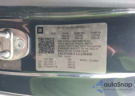 2018 Chevrolet Colorado Wt from USA, damaged, VIN 1GCHSBEA1J1249400